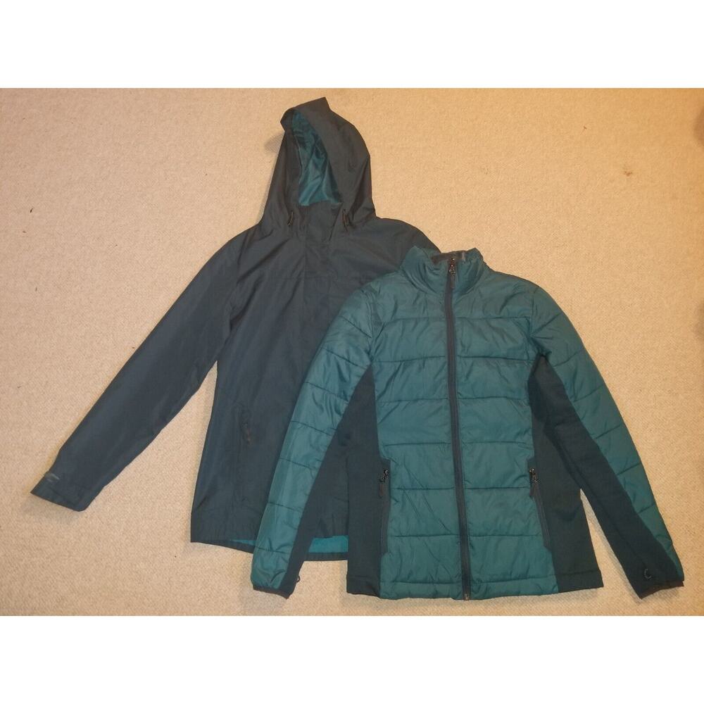 Womens Jacket-CG by CHAMPION-teal 2-in-1 quilted/water-proof lined VentureDry-S